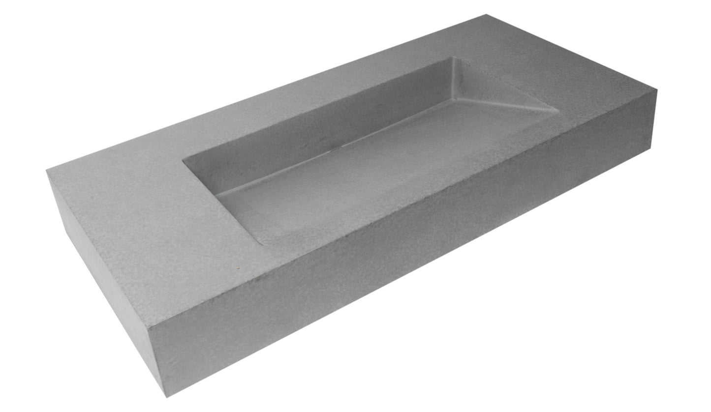 40" Solid Concrete Rectangular Countertop Sink
