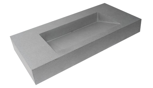 40" Solid Concrete Rectangular Countertop Sink
