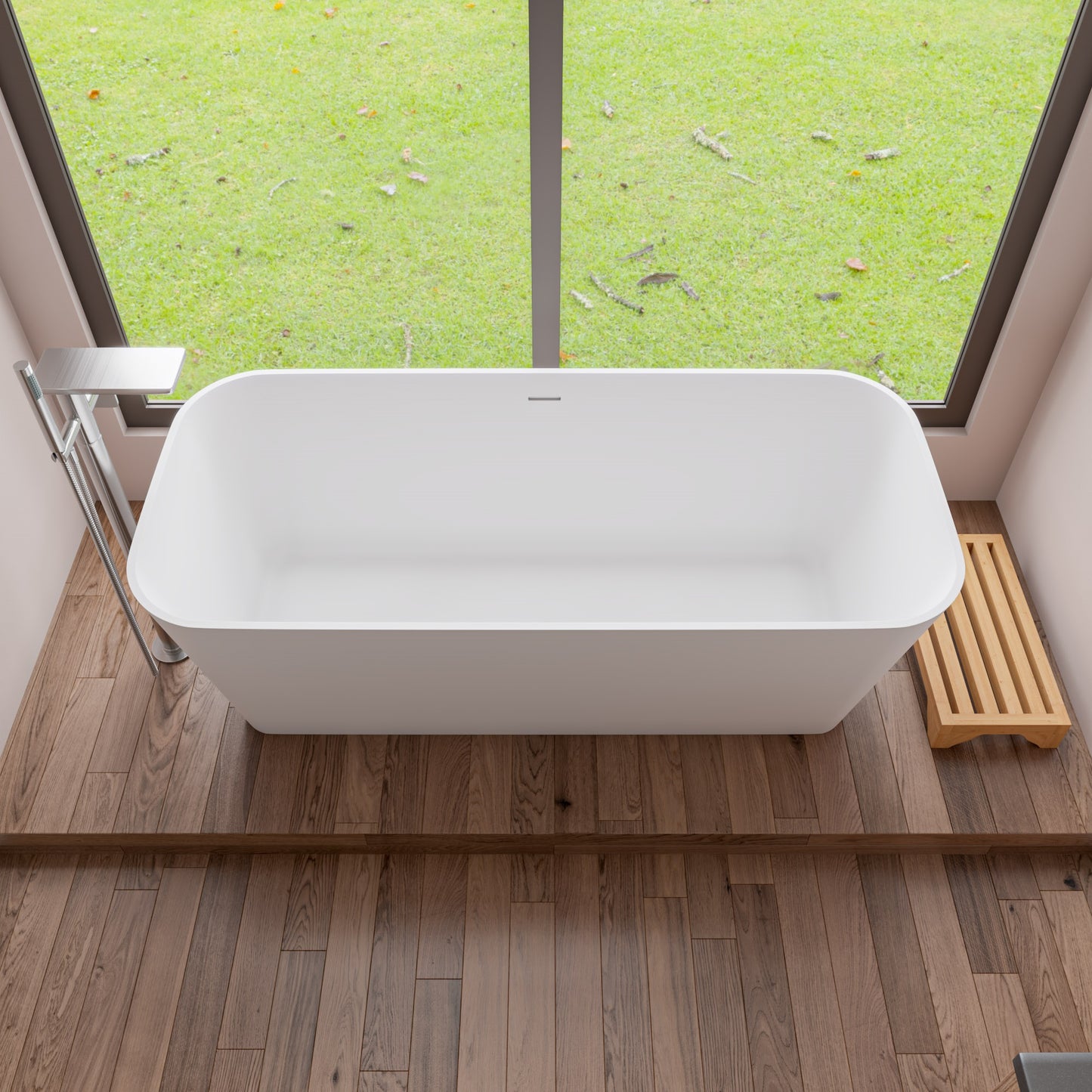 Brushed Nickel Free Standing Floor Mounted Bath Tub Filler