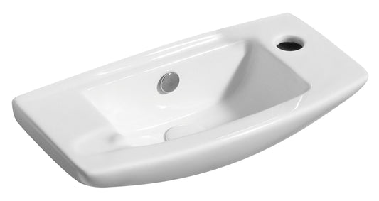 White 20" Small Wall Mounted Ceramic Sink with Faucet Hole