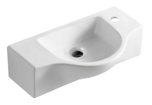 White 18" Small Wall Mounted Ceramic Sink with Faucet Hole