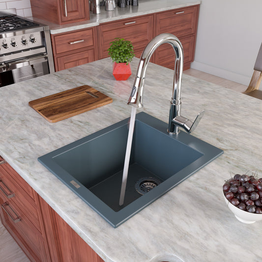 Titanium 17" Drop-In Rectangular Granite Composite Kitchen Prep Sink