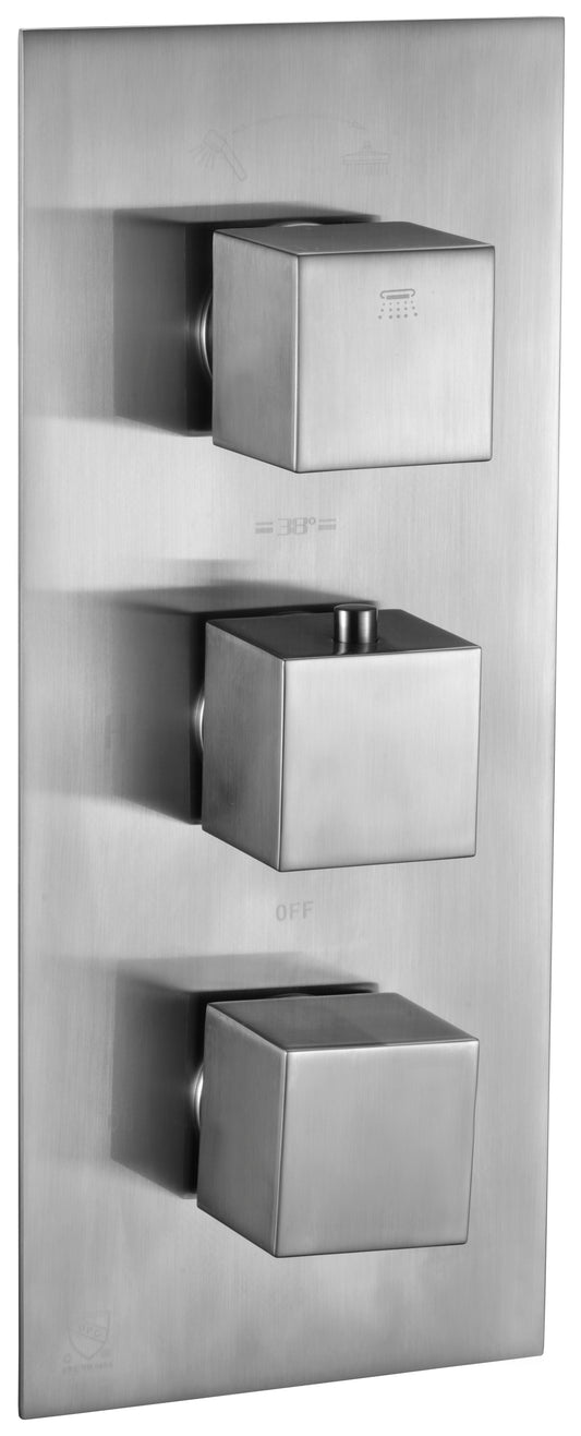 Brushed Nickel Square 2 Way Thermostatic Shower Mixer