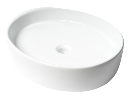 White 22" Oval Above Mount Ceramic Sink