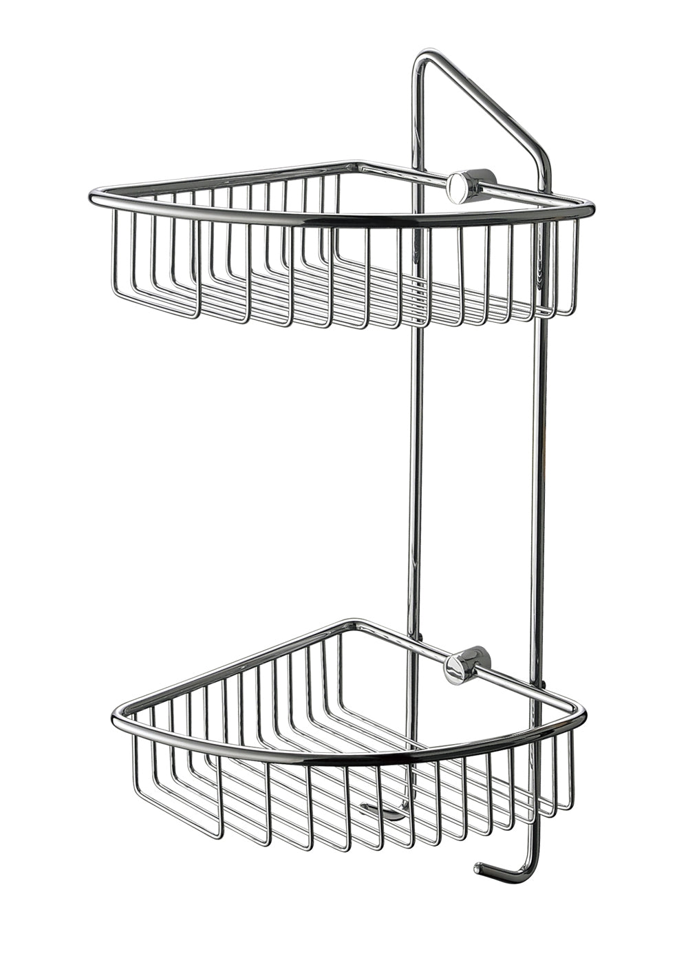 Polished Chrome Corner Mounted Double Basket Shower Shelf Bathroom Accessory