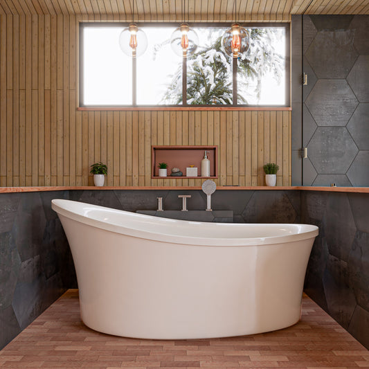 6 ft White Free Standing Air Bubble Bathtub