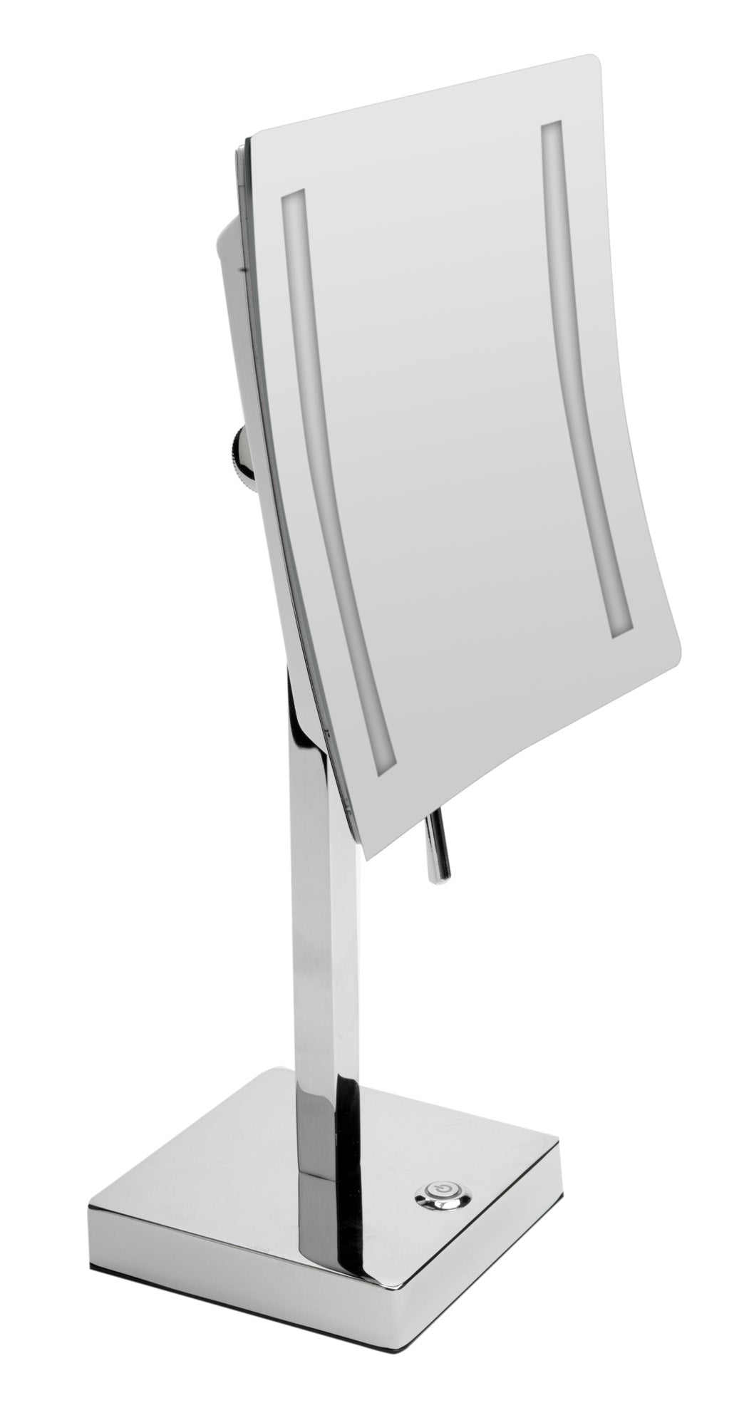 Polished Chrome Tabletop Square 8" 5x Magnifying Cosmetic Mirror with Light