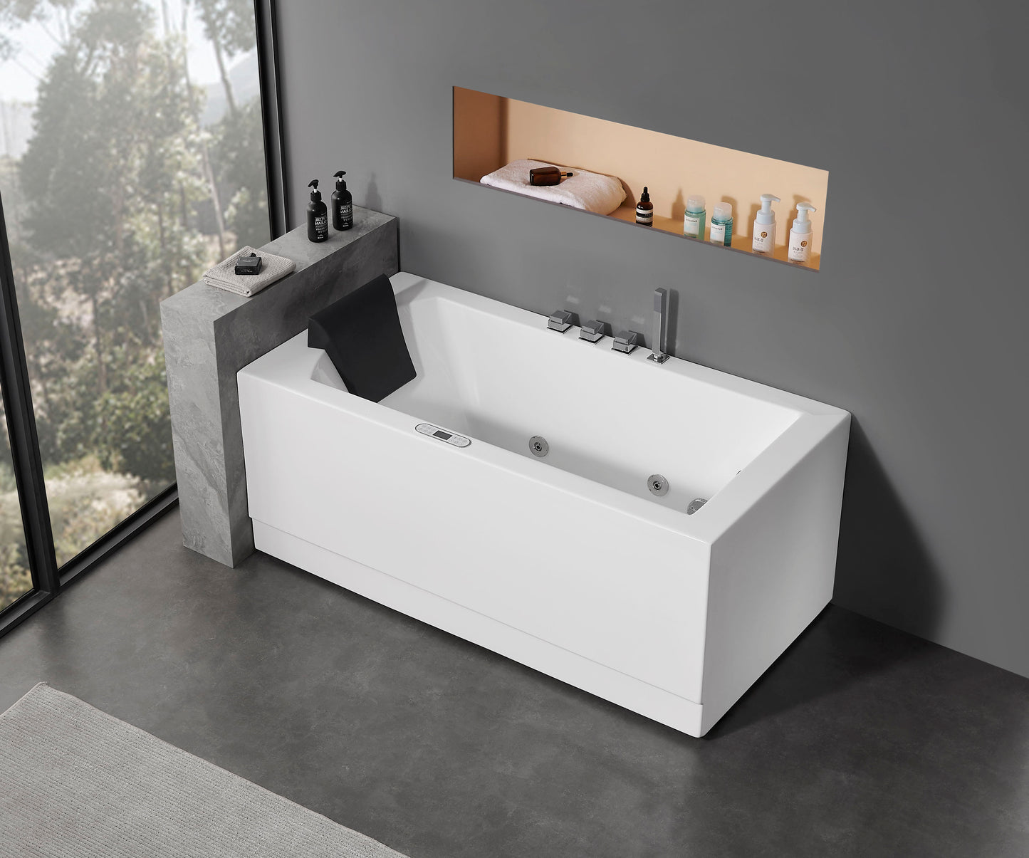 5 ft Acrylic White Rectangular Whirlpool Bathtub w Fixtures