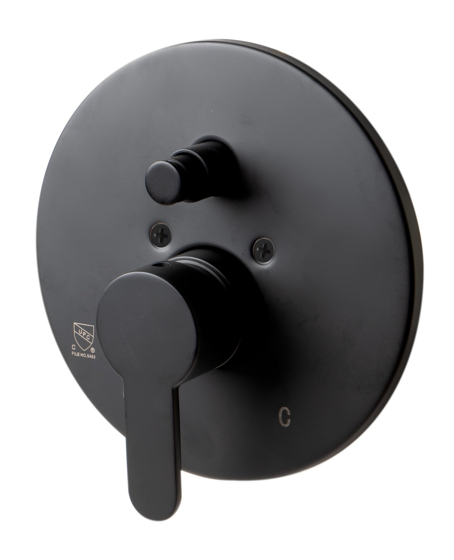 Black Matte Shower Valve with Rounded Lever Handle and Diverter