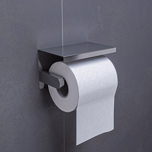 ALFI brand  Brushed Stainless Steel Toilet Paper Holder with Shelf