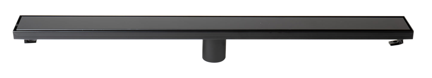 32" Black Matte Stainless Steel Linear Shower Drain with Solid Cover