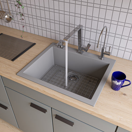 Titanium 24" Drop-In Single Bowl Granite Composite Kitchen Sink