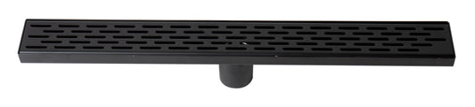 24" Black Matte Stainless Steel Linear Shower Drain with Groove Holes