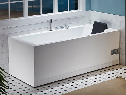 6 ft Acrylic White Rectangular Whirlpool Bathtub w Fixtures