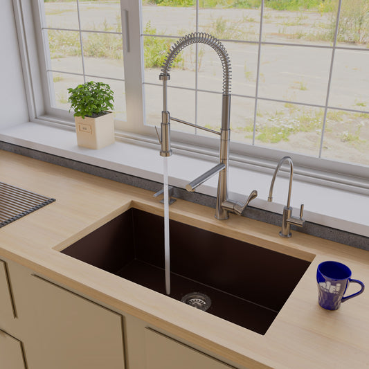 Chocolate 33" Single Bowl Undermount Granite Composite Kitchen Sink