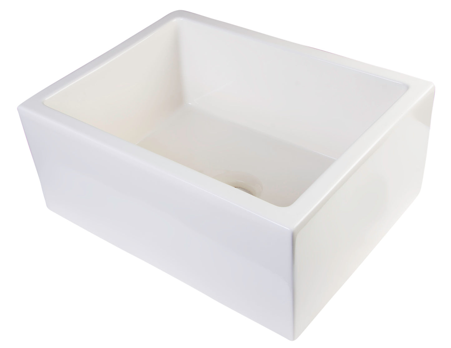 24" Biscuit Smooth Thick Wall Fireclay Single Bowl Farm Sink