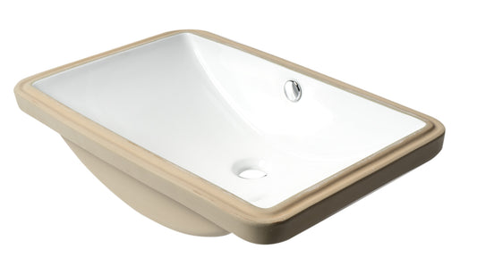 White 24" Rectangular Undermount Ceramic Sink