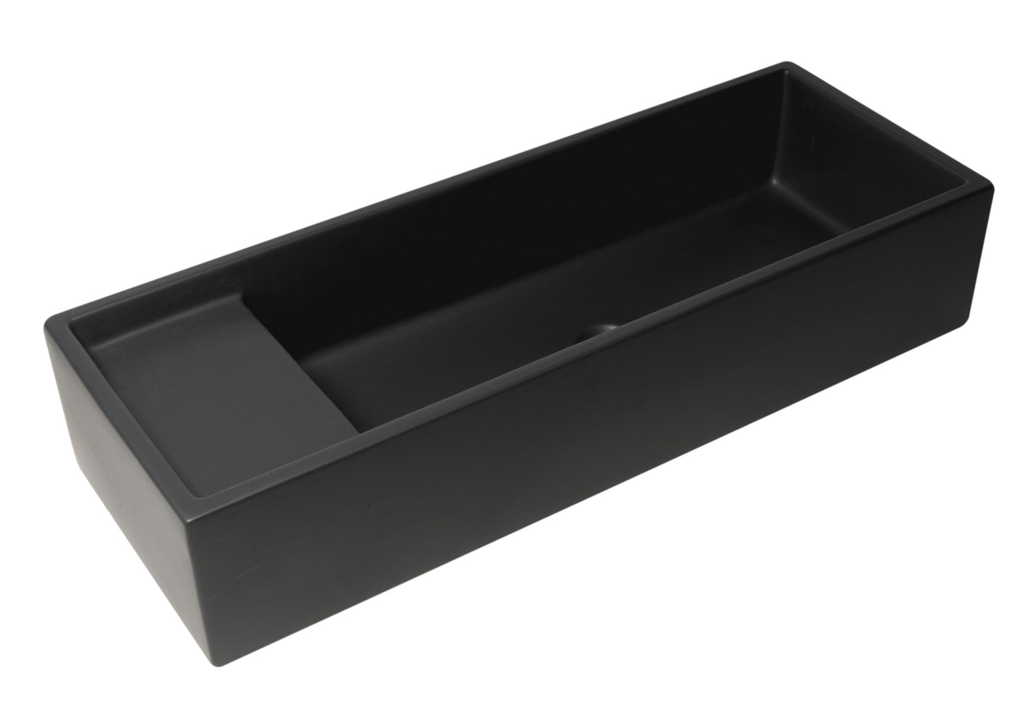 39" Black Matte Above Mount Fireclay Bathroom Trough Sink