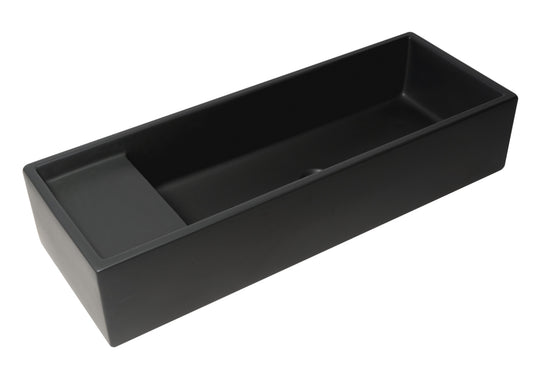 39" Black Matte Above Mount Fireclay Bathroom Trough Sink