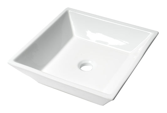 White 17" Square Above Mount Ceramic Sink