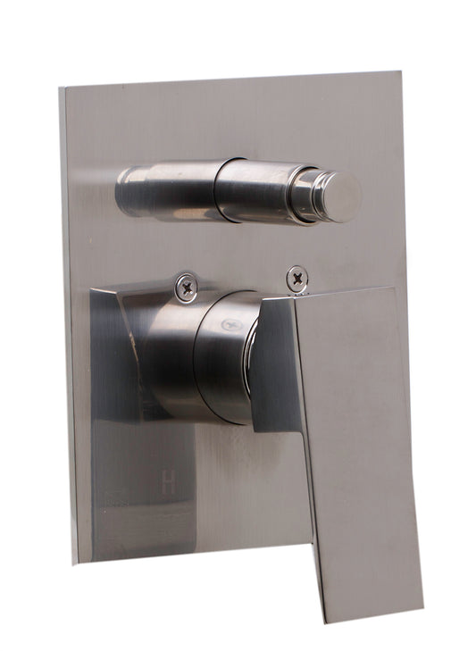 Brushed Nickel Shower Valve Mixer with Square Lever Handle and Diverter