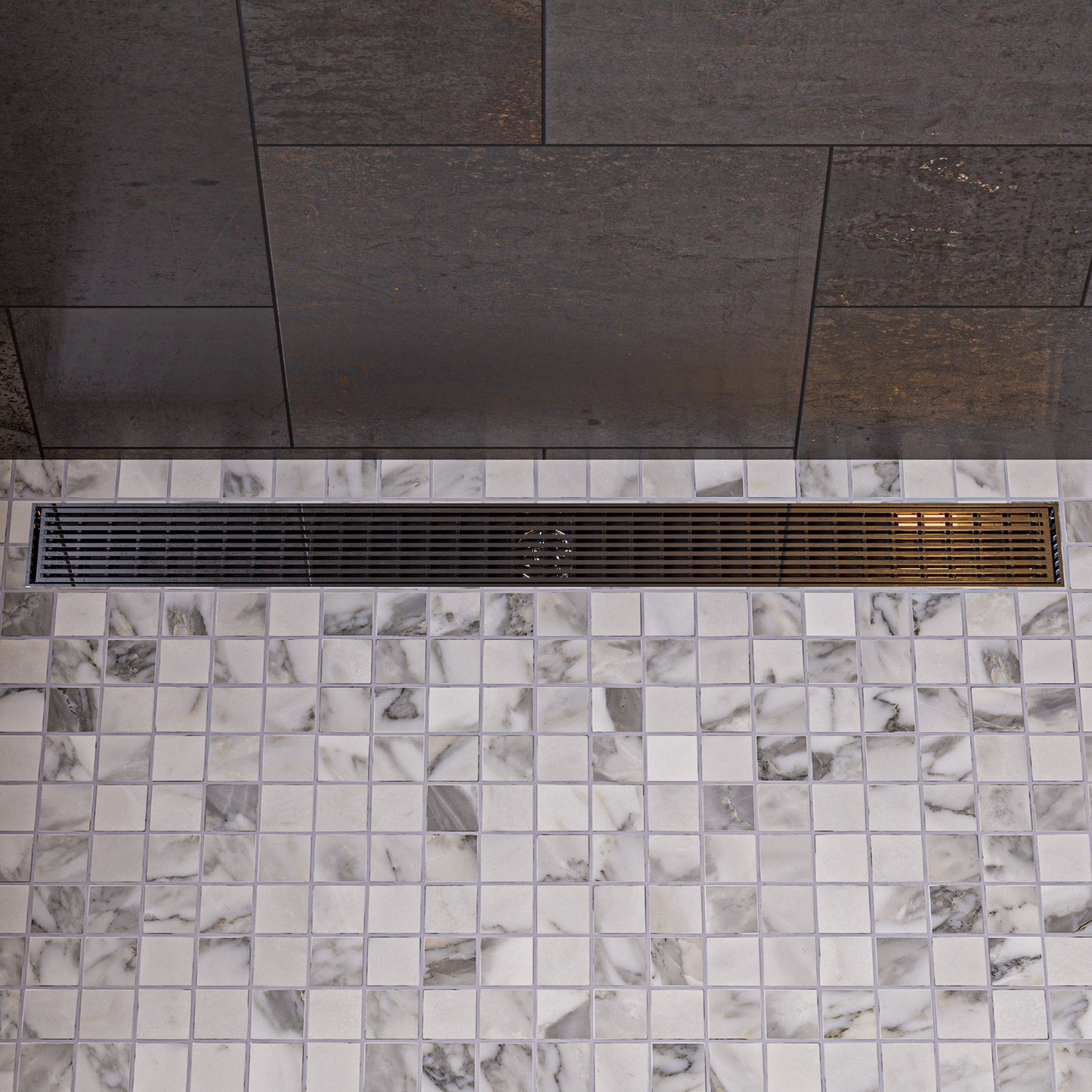 47" Stainless Steel Linear Shower Drain with Groove Lines