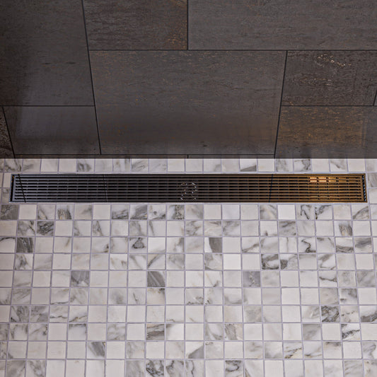 47" Stainless Steel Linear Shower Drain with Groove Lines