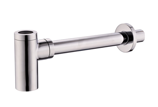 Polished Chrome Solid Brass Round Modern Decorative Bottle P-Trap