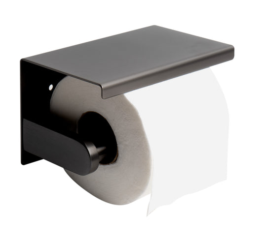 ALFI brand  Brushed Black PVD Stainless Steel Toilet Paper Holder with Shelf