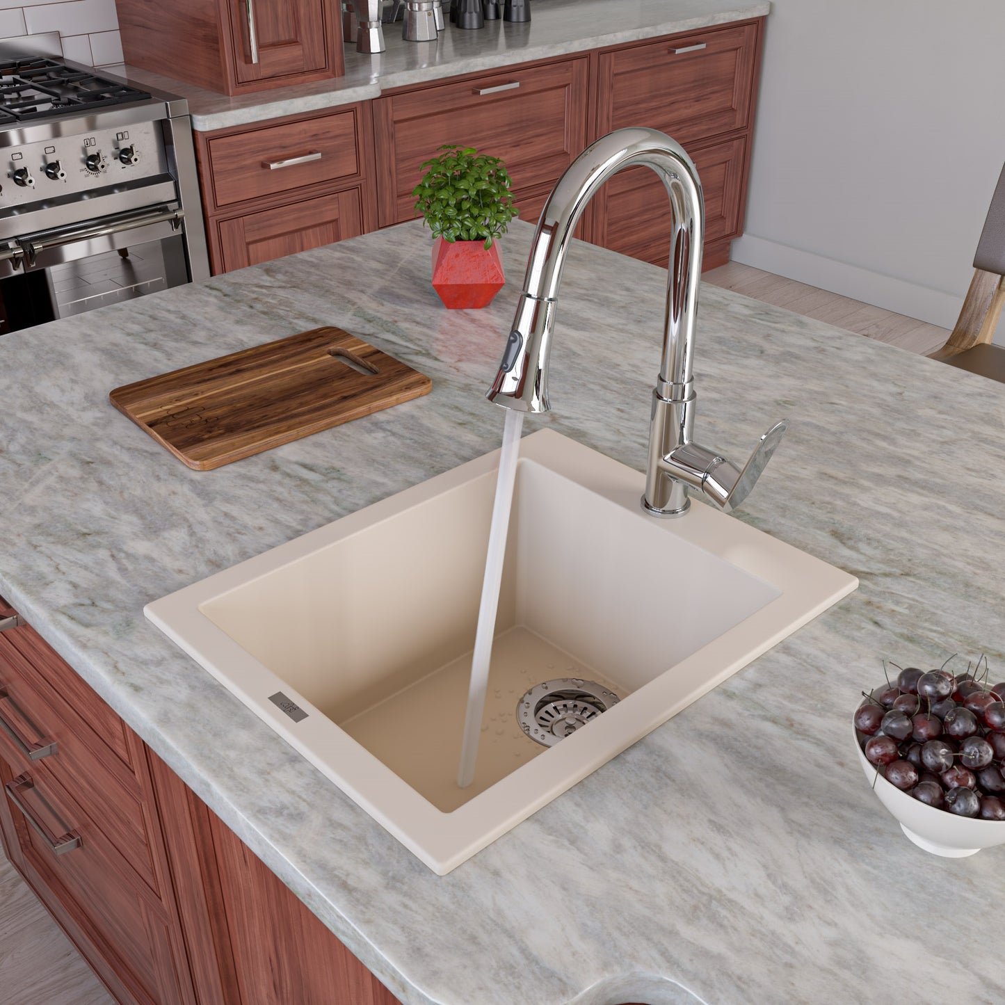 Biscuit 17" Drop-In Rectangular Granite Composite Kitchen Prep Sink