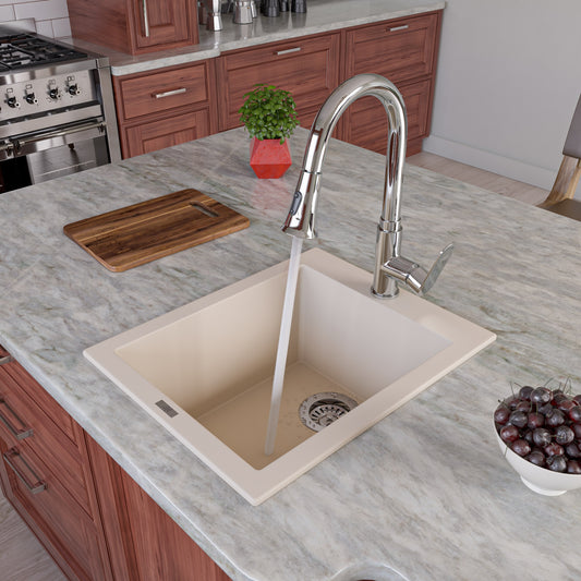 Biscuit 17" Drop-In Rectangular Granite Composite Kitchen Prep Sink