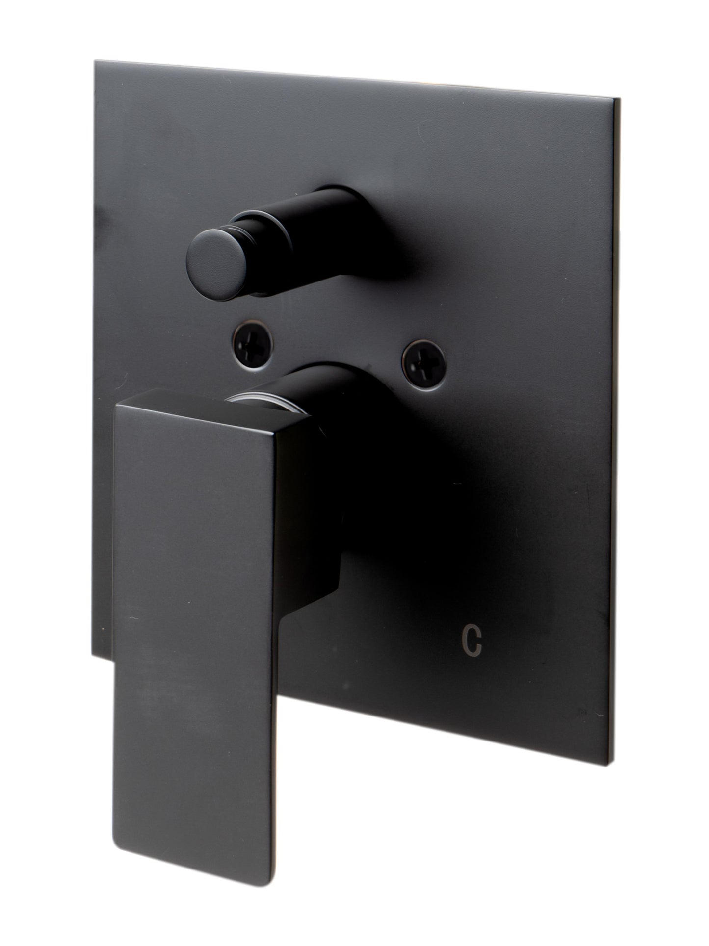 Black Matte Shower Valve with Square Lever Handle and Diverter