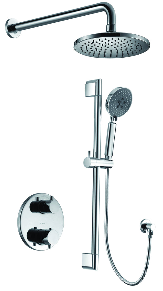Polished Chrome Round Style 2 Way Thermostatic Shower Set