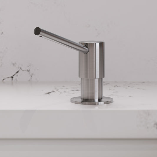 Modern Round Brushed Stainless Steel Soap Dispenser