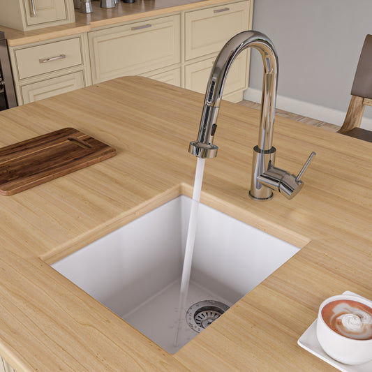 White 17" Undermount Rectangular Granite Composite Kitchen Prep Sink