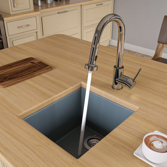 Titanium 17" Undermount Rectangular Granite Composite Kitchen Prep Sink