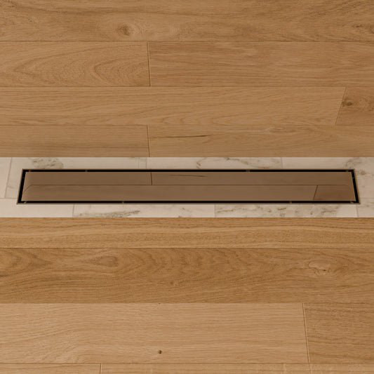 24" Modern Polished Stainless Steel Linear Shower Drain with Solid Cover