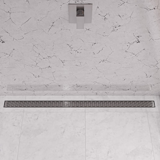 59" Brushed Stainless Steel Linear Shower Drain with Groove Holes