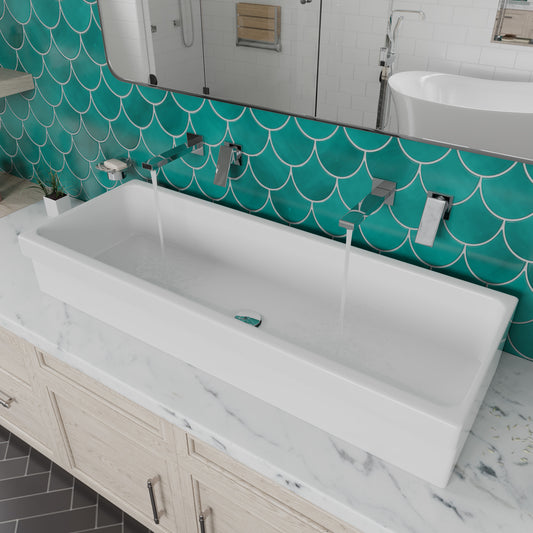 48" White Above Mount Fireclay Bath Trough Sink