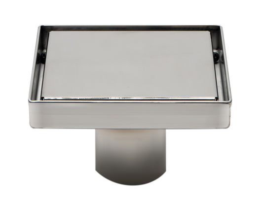 ABSD55B-BSS 5" x 5" Modern Square Polished Stainless Steel Shower Drain with Solid Cover
