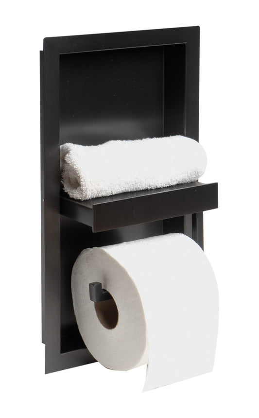 ALFI brand  Brushed Black PVD Stainless Steel Recessed Toilet Paper Holder Niche