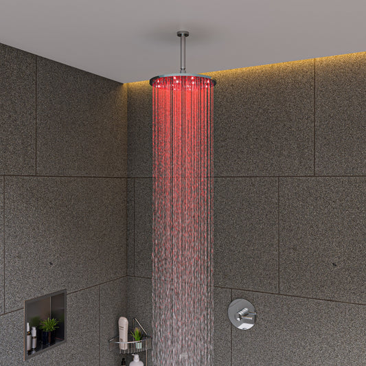 Polished Chrome 12" Round Multi Color LED Rain Shower Head