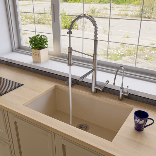Biscuit 33" Single Bowl Undermount Granite Composite Kitchen Sink