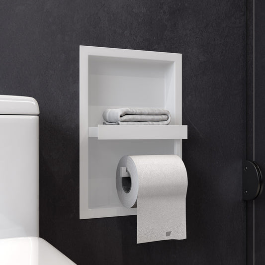 ALFI brand  White Matte Stainless Steel Recessed Toilet Paper Holder Niche
