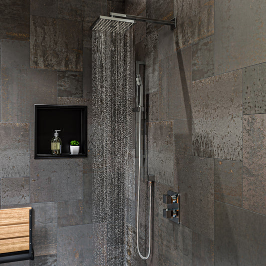 Polished Chrome 2 Way Thermostatic Square Shower Set