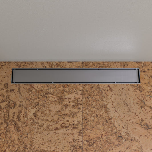 24" Modern Brushed Stainless Steel Linear Shower Drain with Solid Cover