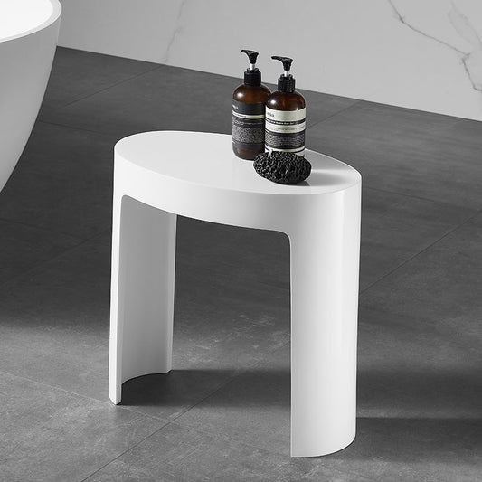 White Matte Solid Surface Resin Bathroom / Shower Stool