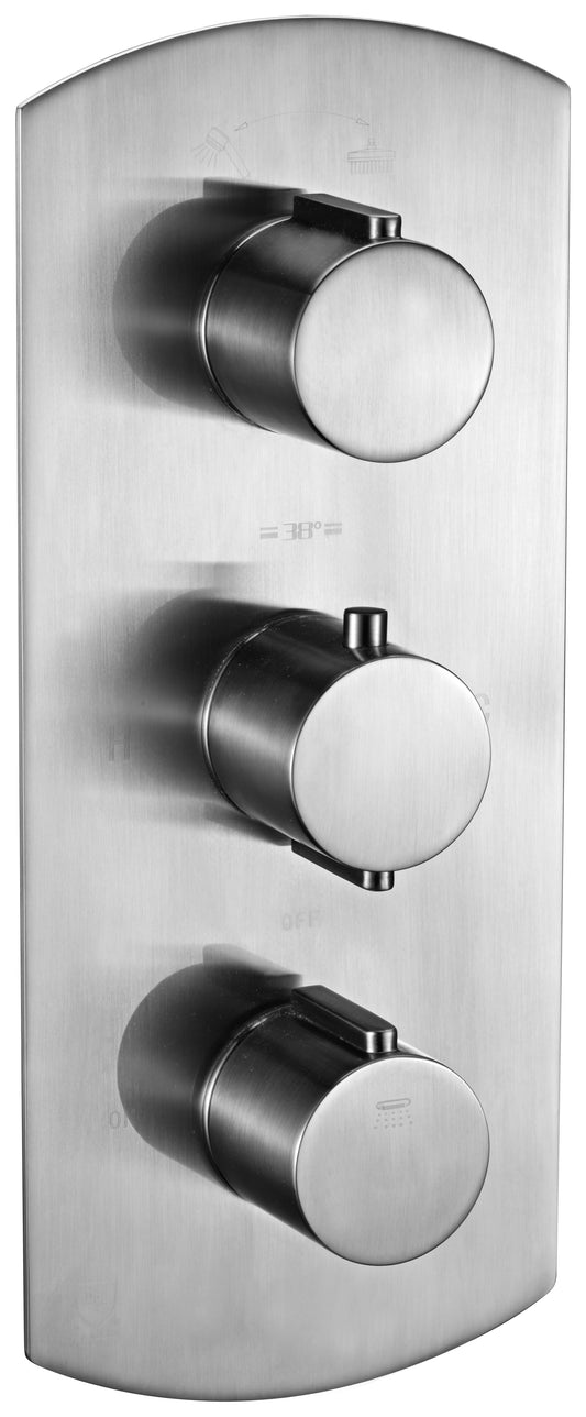 Brushed Nickel Round 2 Way Thermostatic Shower Mixer