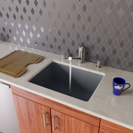 Titanium 24" Undermount Single Bowl Granite Composite Kitchen Sink