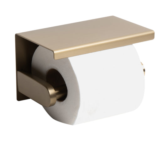 ALFI brand  Brushed Gold PVD Stainless Steel Toilet Paper Holder with Shelf